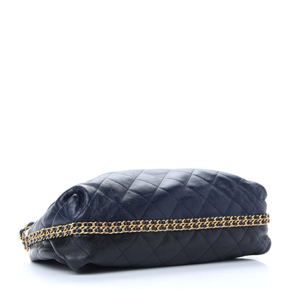 Chanel Calfskin Quilted Coco Shelter Bowling Bag Navy 4 of 9
