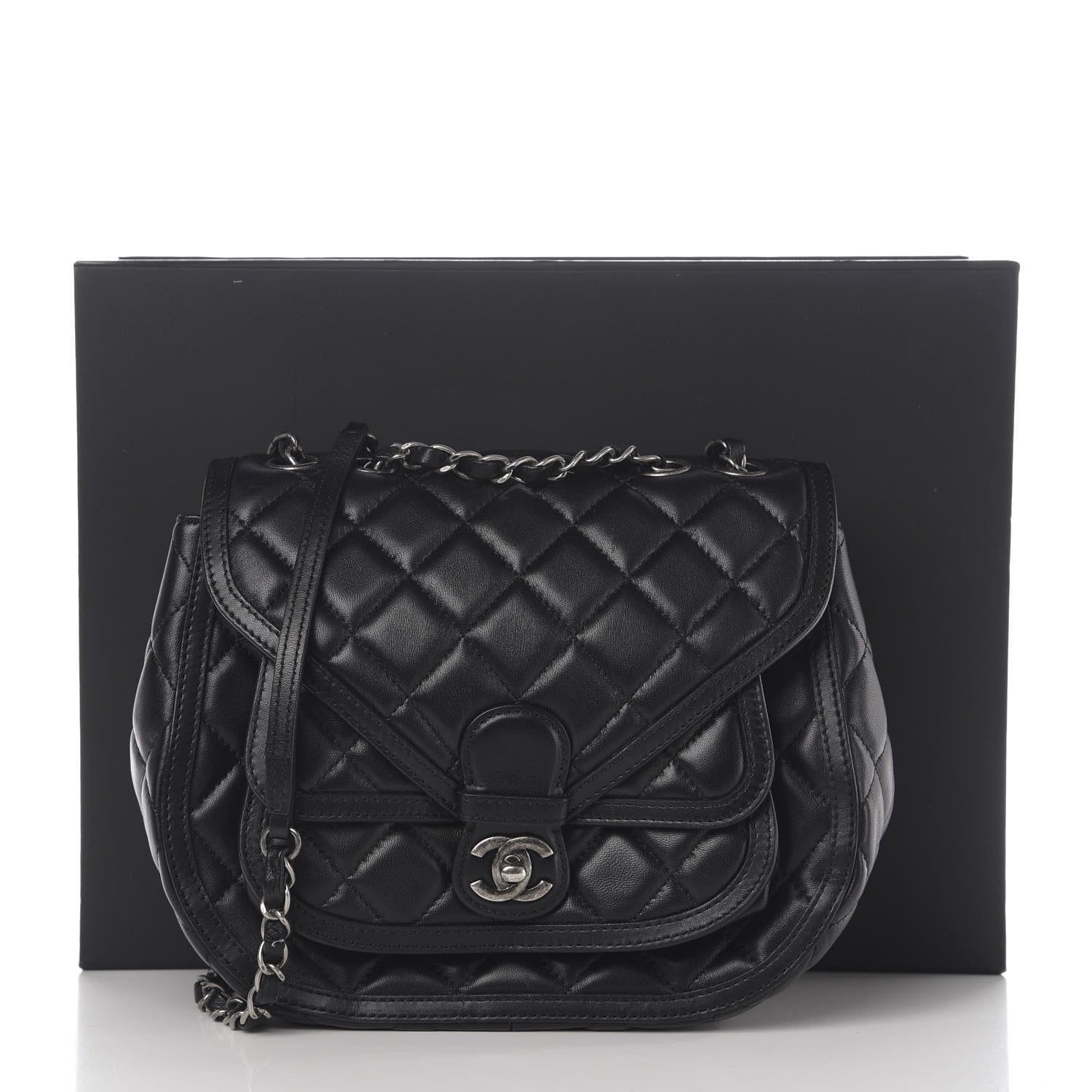 Chanel Lambskin Quilted Messenger Flap Black 12 of 12