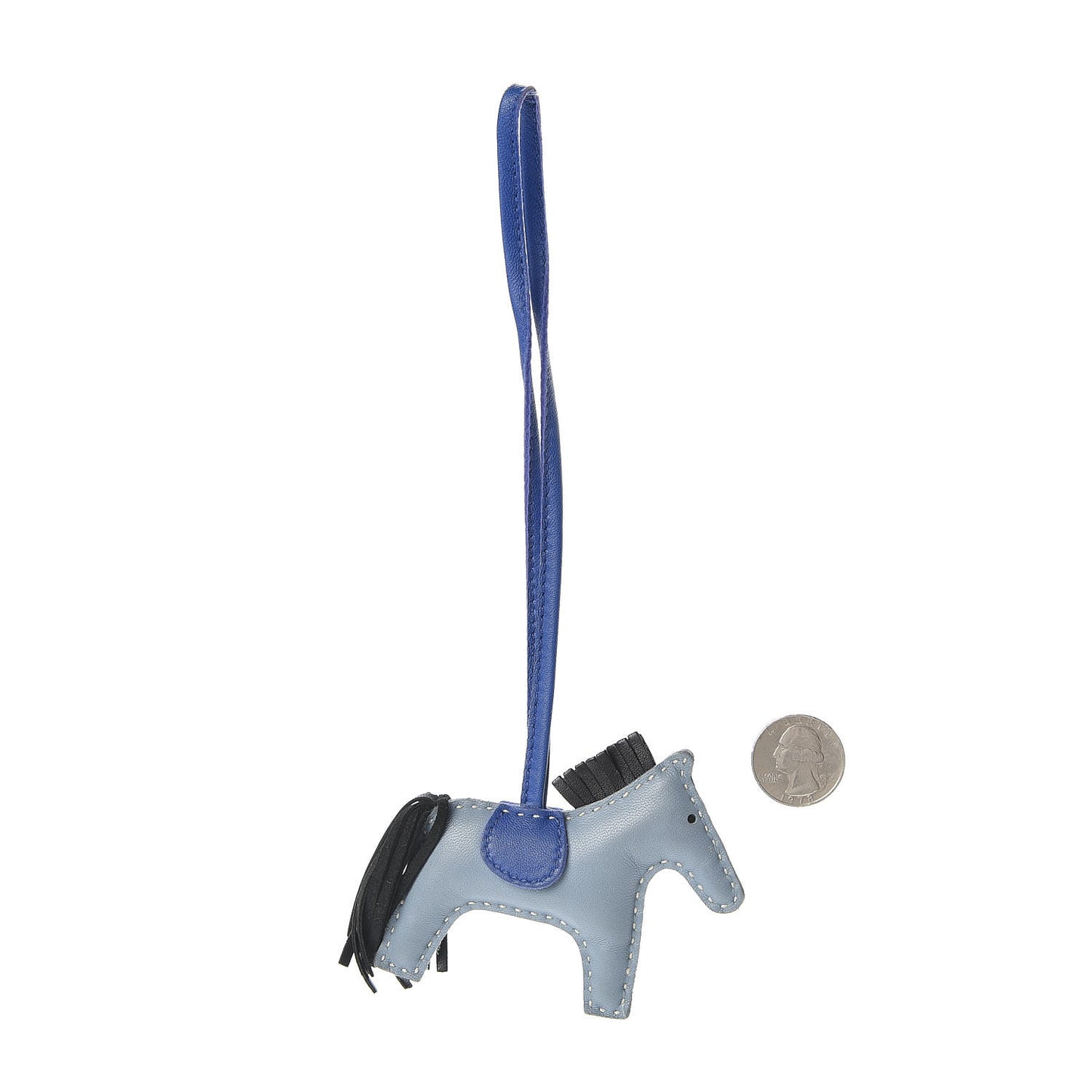 Milo Lambskin Grigri Rodeo Horse Bag Charm PM Bleu Lin Bleu Electrique Noir