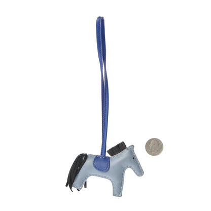 Hermes Milo Lambskin Grigri Rodeo Horse Bag Charm PM Bleu Lin Bleu Electrique Noir 2 of 4