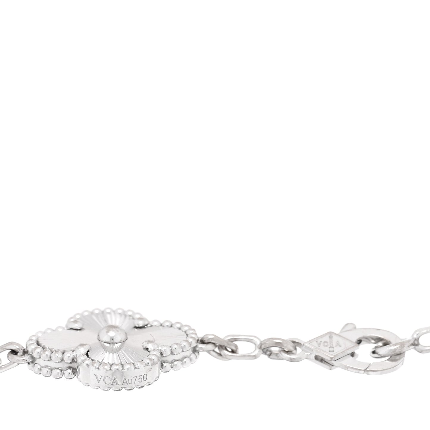 18K White Gold 5 Motifs Guilloche Vintage Alhambra Bracelet