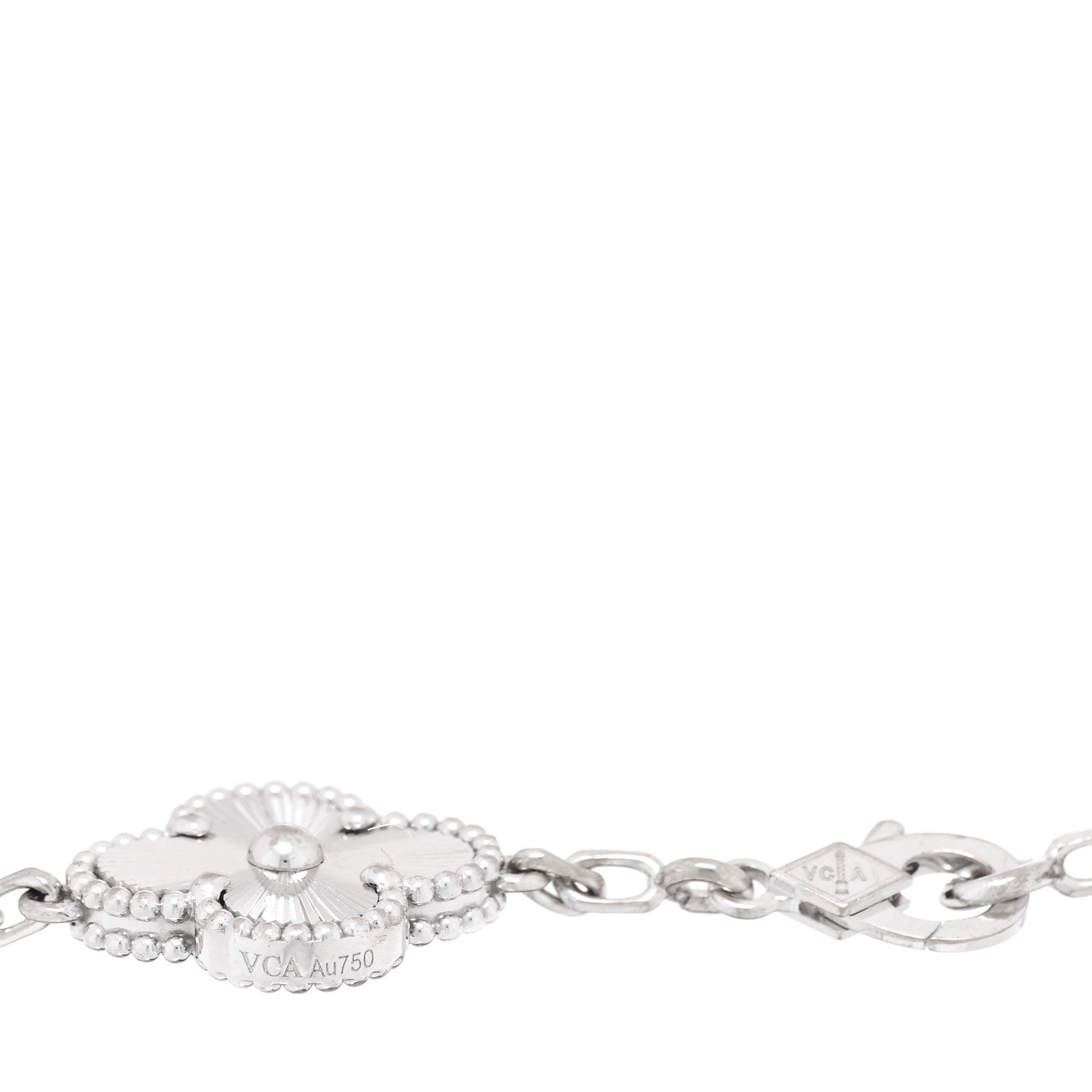 Van Cleef & Arpels 18K White Gold 5 Motifs Guilloche Vintage Alhambra Bracelet 3 of 4