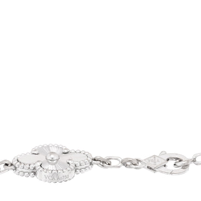 Van Cleef & Arpels 18K White Gold 5 Motifs Guilloche Vintage Alhambra Bracelet 3 of 4