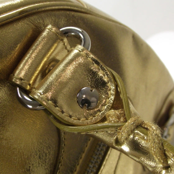 Leather Bowling Bag Gold