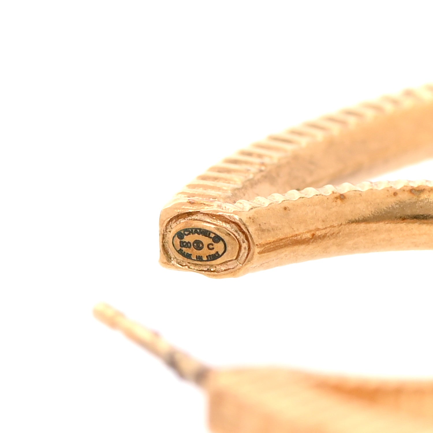 Chanel Crystal CC Drop Hoop Earrings Gold 4 of 6