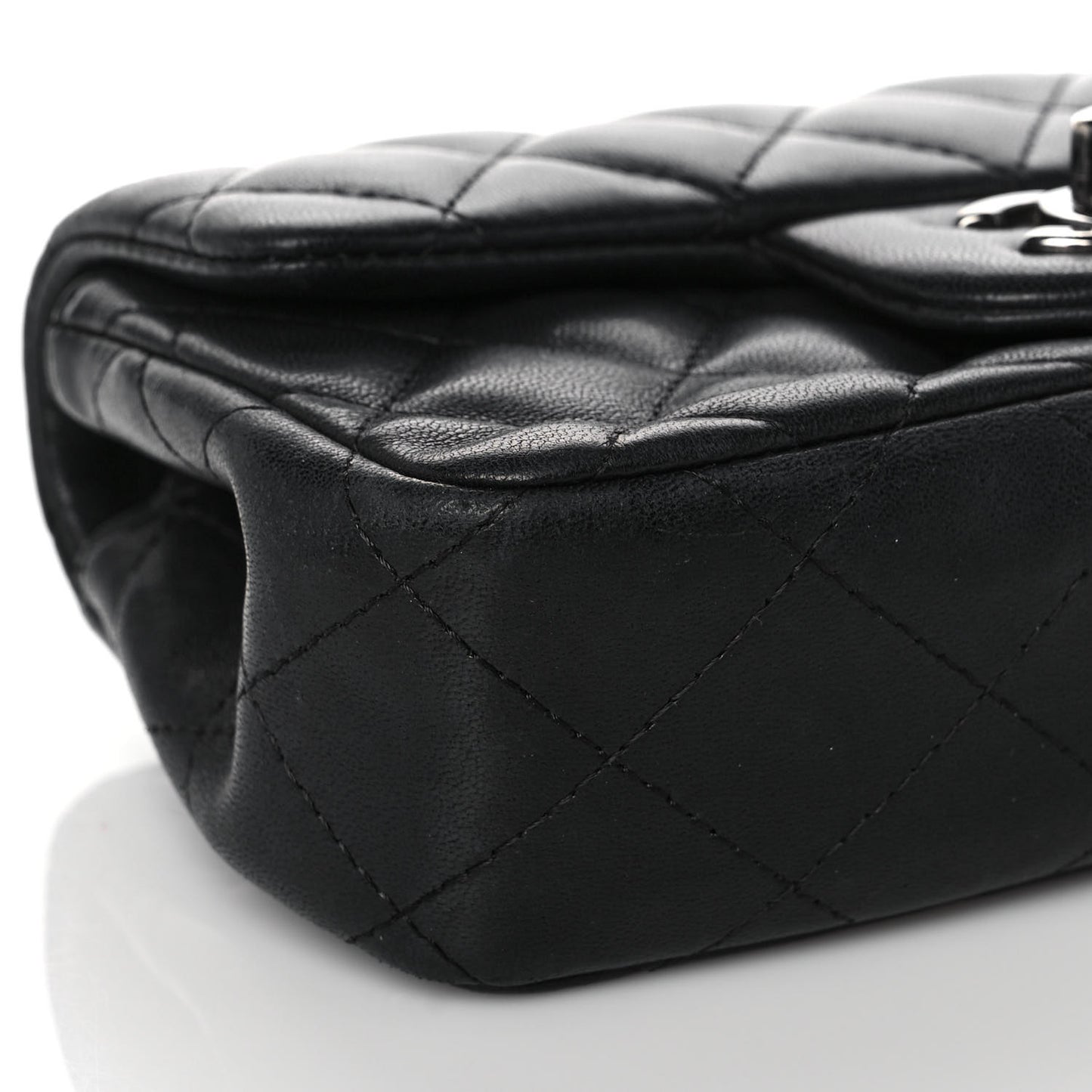 Lambskin Quilted Extra Mini Rectangular Flap Black