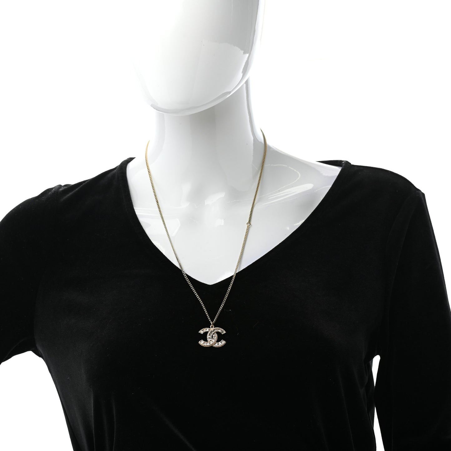 Baguette Crystal CC Necklace Gold