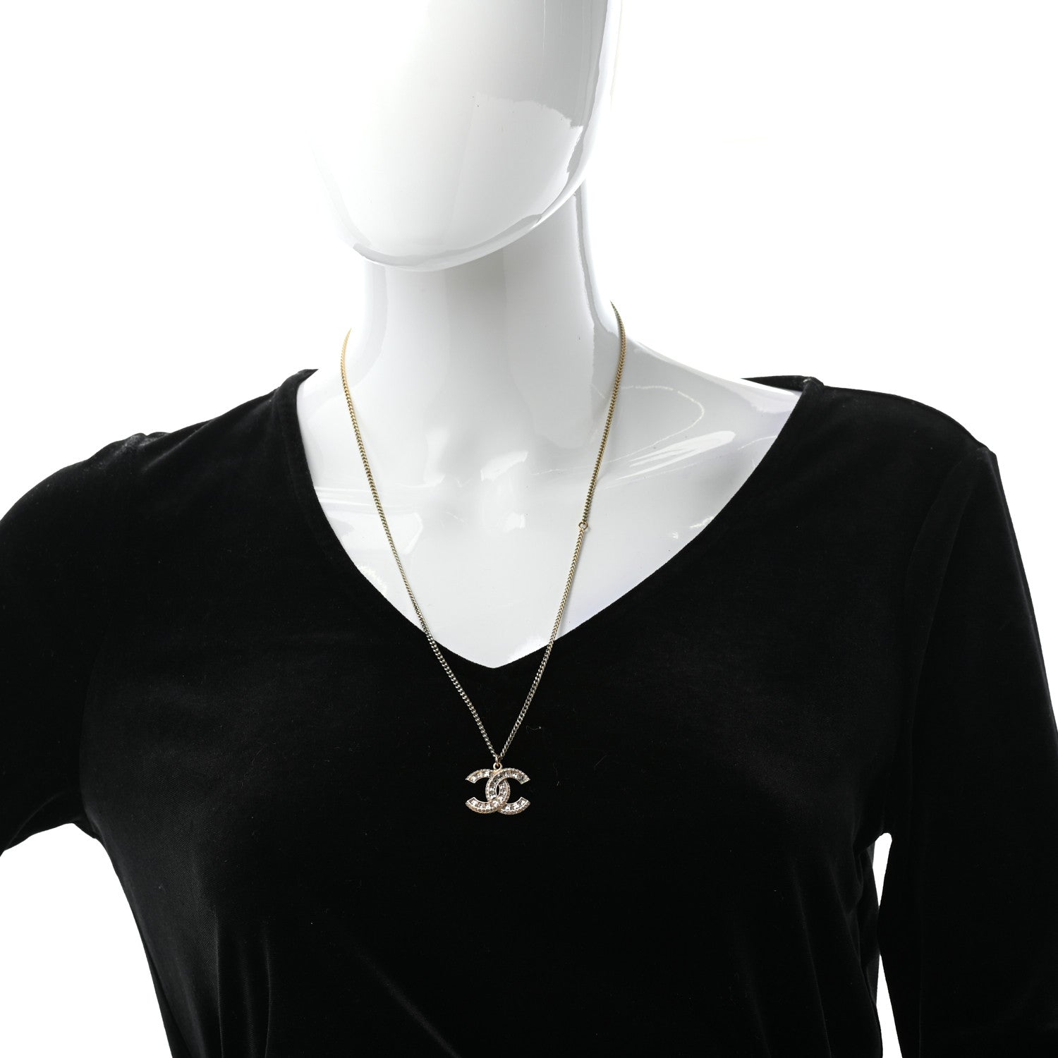 Chanel Baguette Crystal CC Necklace Gold 2 of 5