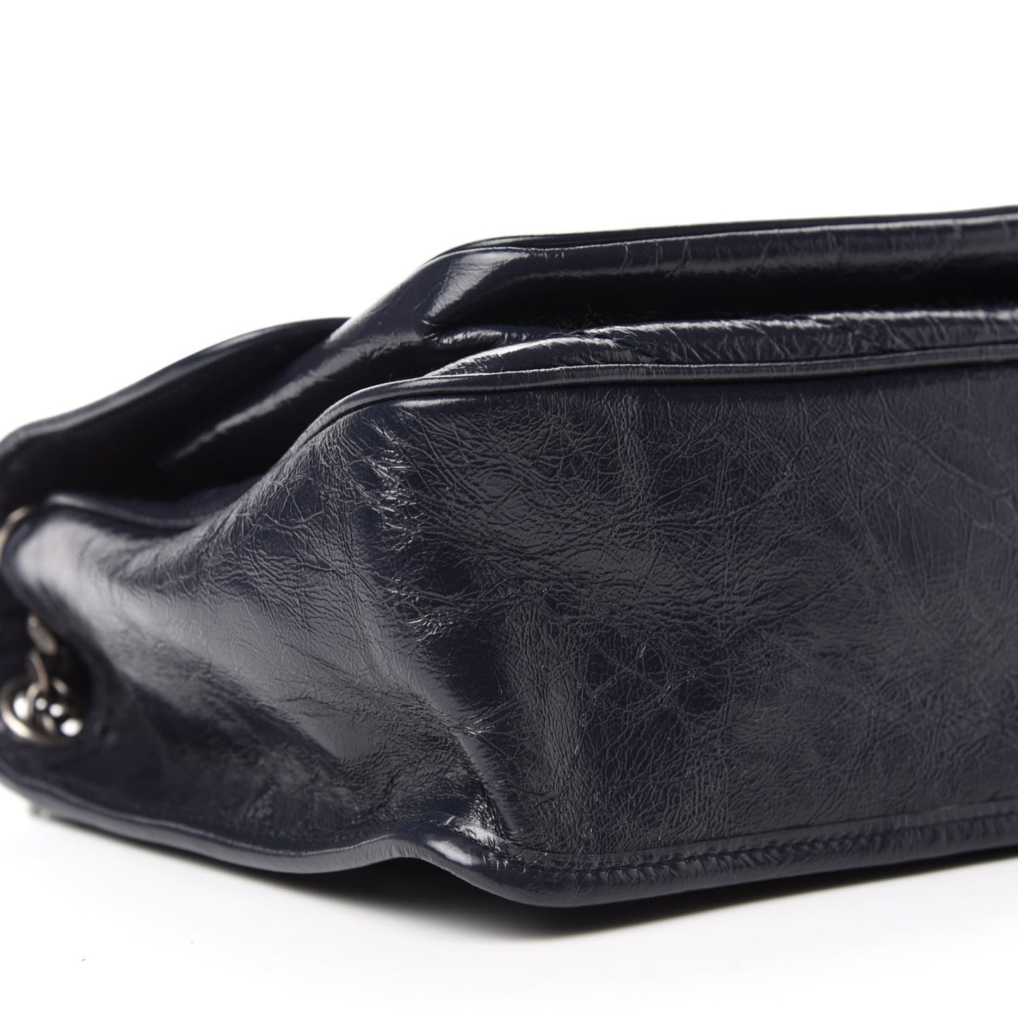 Crinkled Calfskin Matelasse Monogram Medium Niki Chain Satchel Deep Marine
