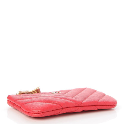 Chanel Caviar Chevron Quilted Small Ancient Greek Charms Cosmetic Case Dark Pink 4 of 8
