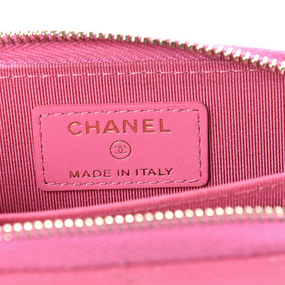 Chanel Iridescent Caviar Quilted Zip Card Holder Pink 5 of 7
