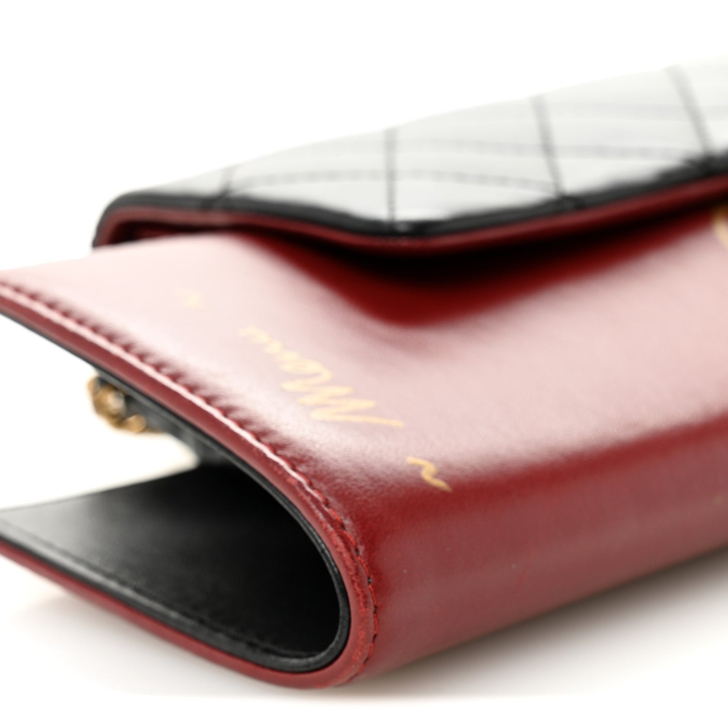 Calfskin Quilted Brasserie Gabrielle Menu CC Clutch Dark Red
