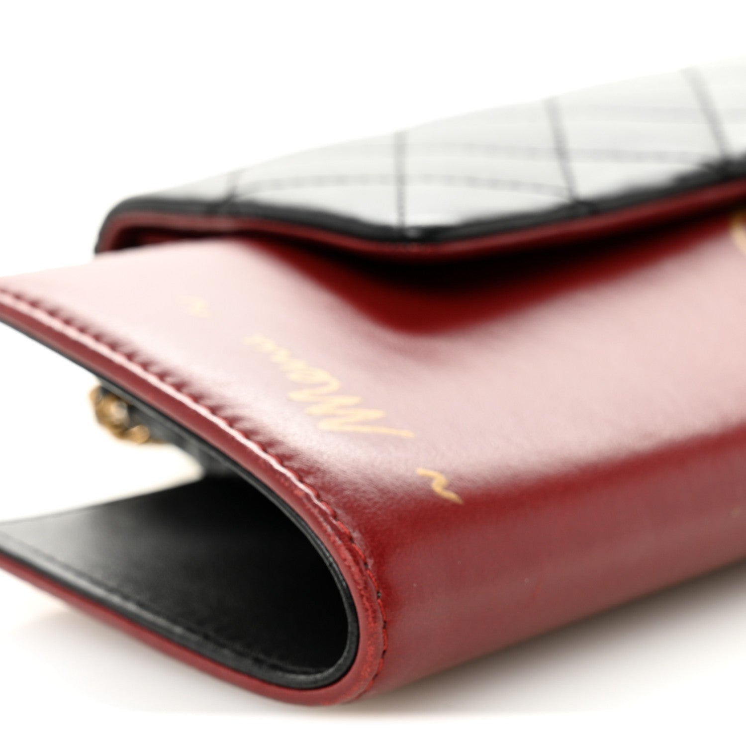 Chanel Calfskin Quilted Brasserie Gabrielle Menu CC Clutch Dark Red 9 of 13