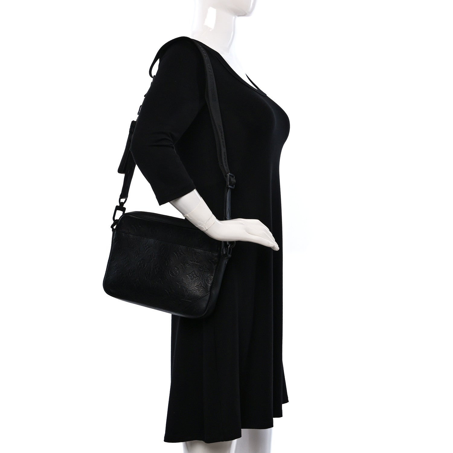 Louis Vuitton Calfskin Monogram Shadow Duo Messenger Black 2 of 10