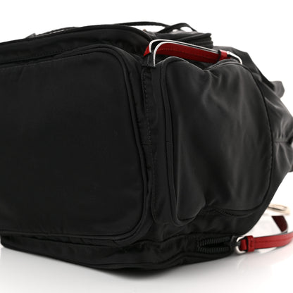 Prada Tessuto Nylon Studded New Vela Mini Bucket Crossbody Bag Black Fuoco 10 of 11