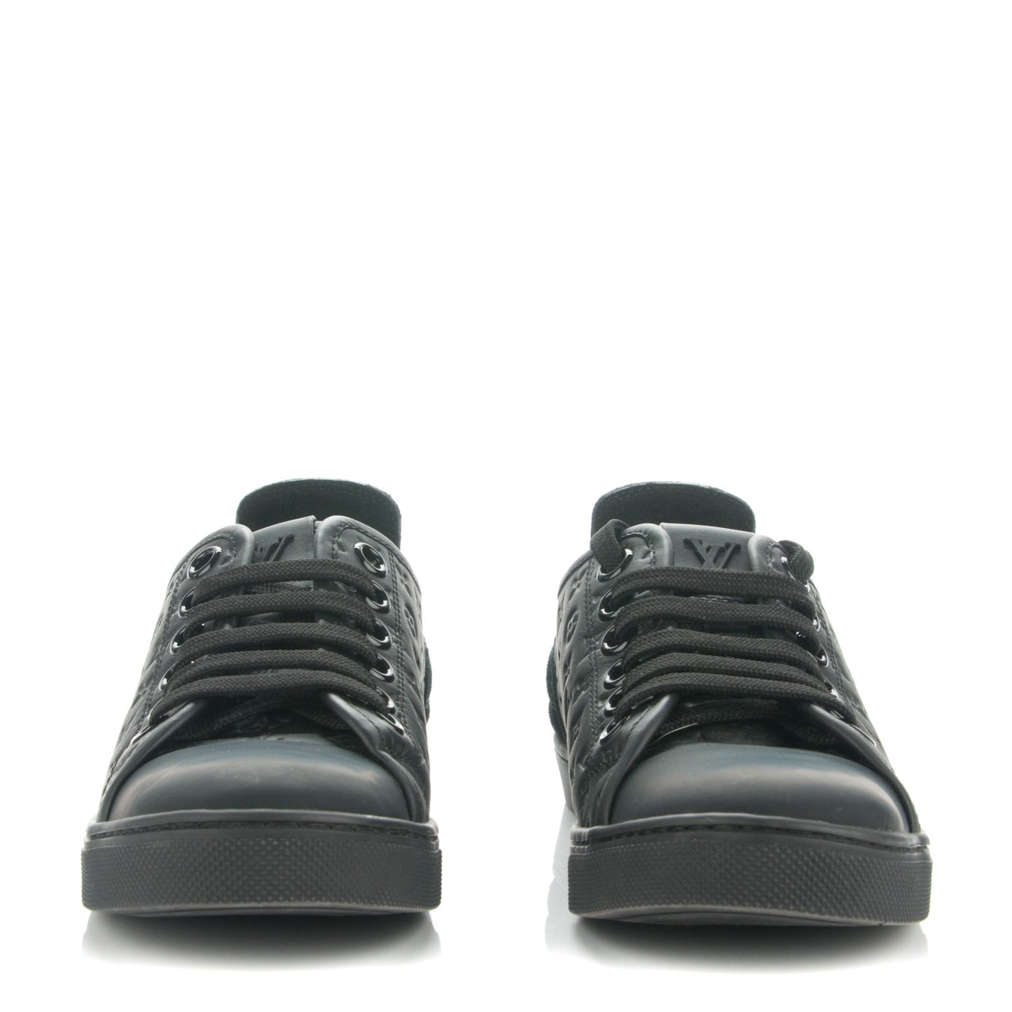 Calfskin Embossed Monogram Punchy Sneakers 35 Black