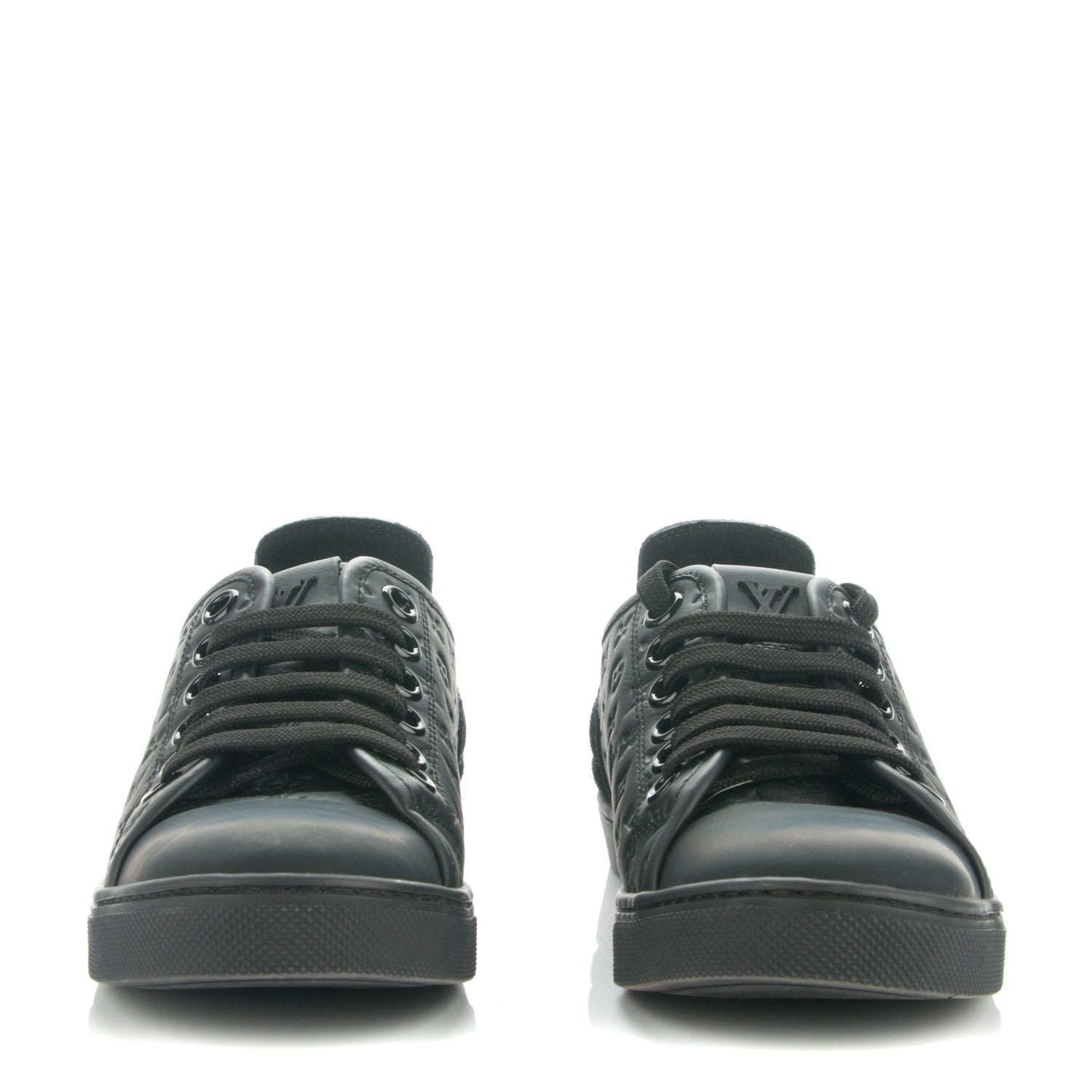 Louis Vuitton Calfskin Embossed Monogram Punchy Sneakers 35 Black 2 of 6