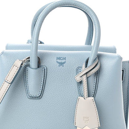 MCM Grained Calfskin Mini Milla Tote Sky Blue 7 of 9