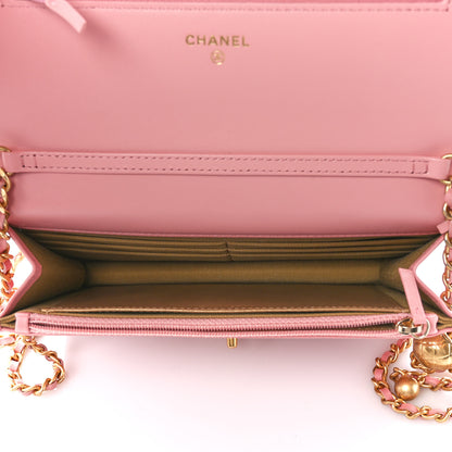 Chanel Lambskin Quilted CC Pearl Crush Wallet on Chain WOC Pink 5 of 15