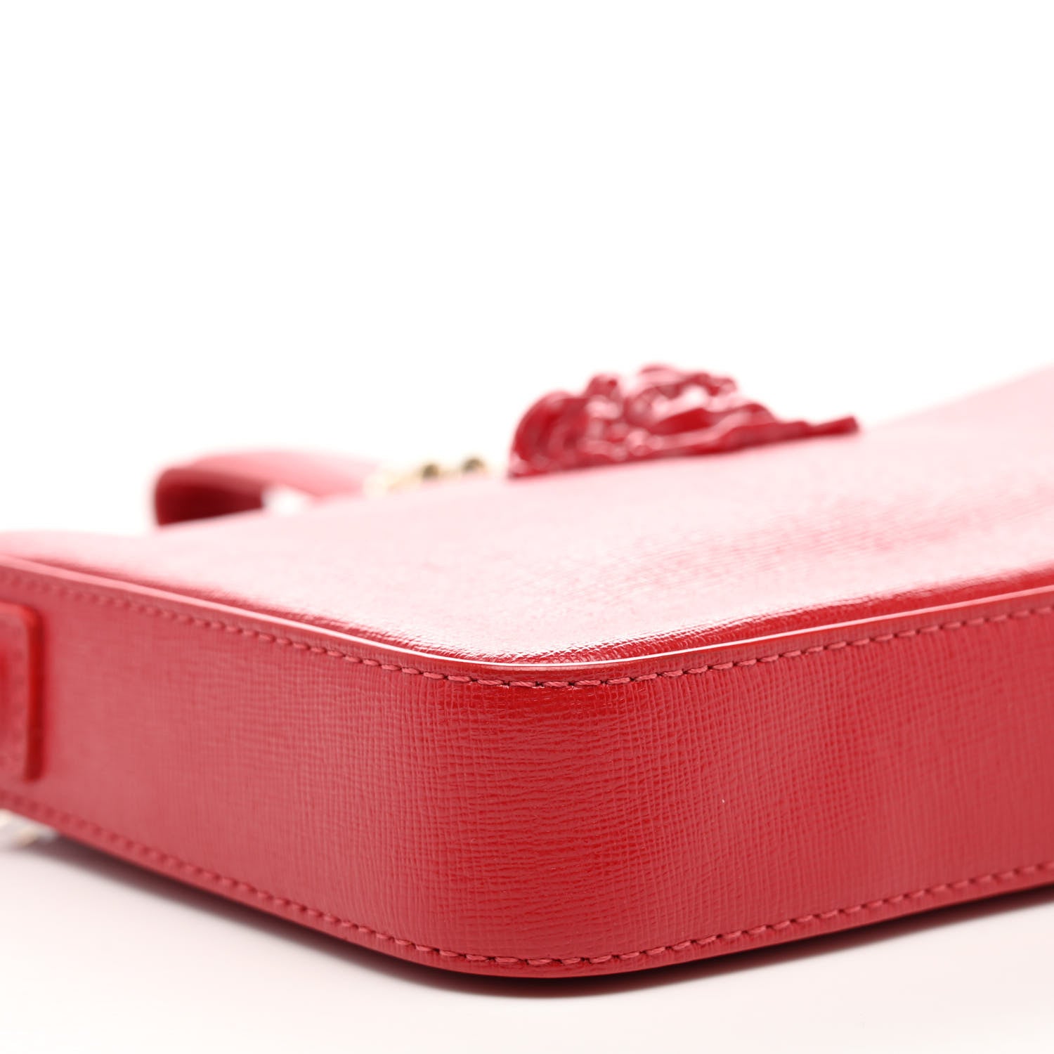 Versace Saffiano Calfskin Palazzo Chain Crossbody Red 8 of 9