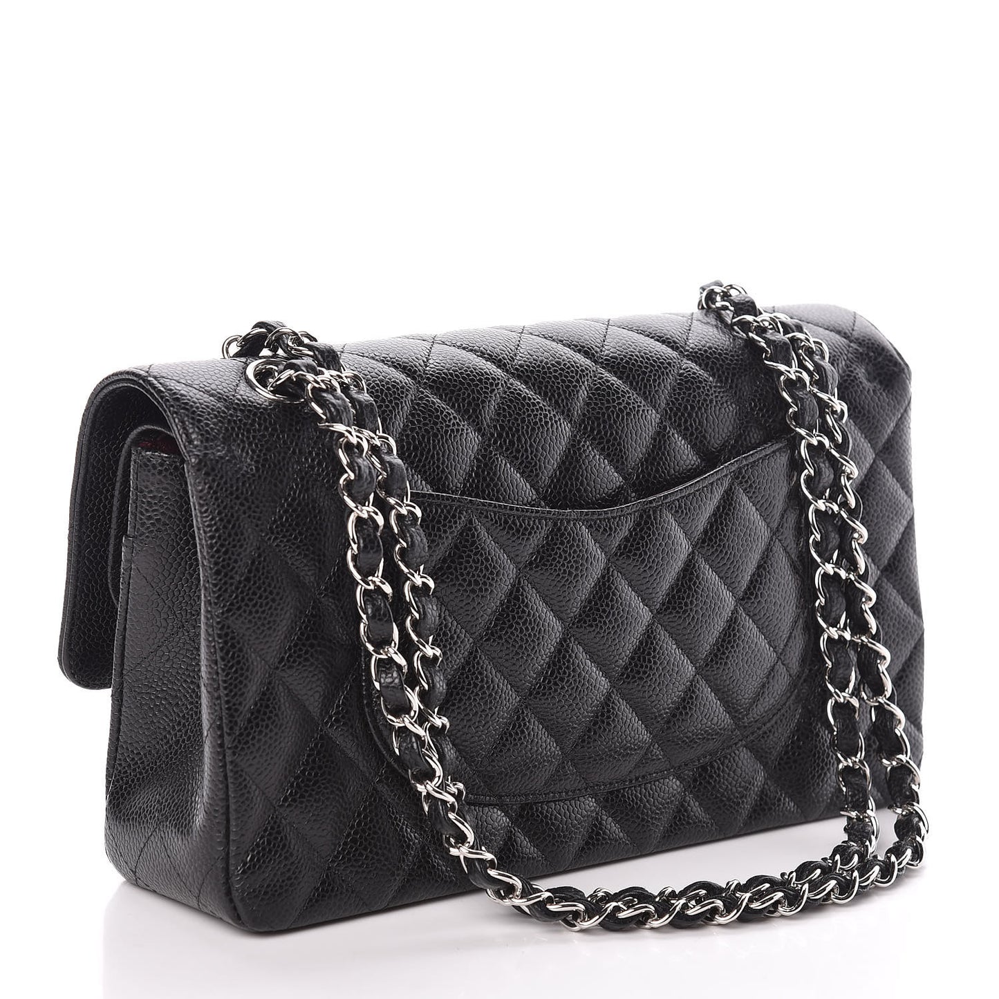 Caviar Quilted Medium Double Flap Black