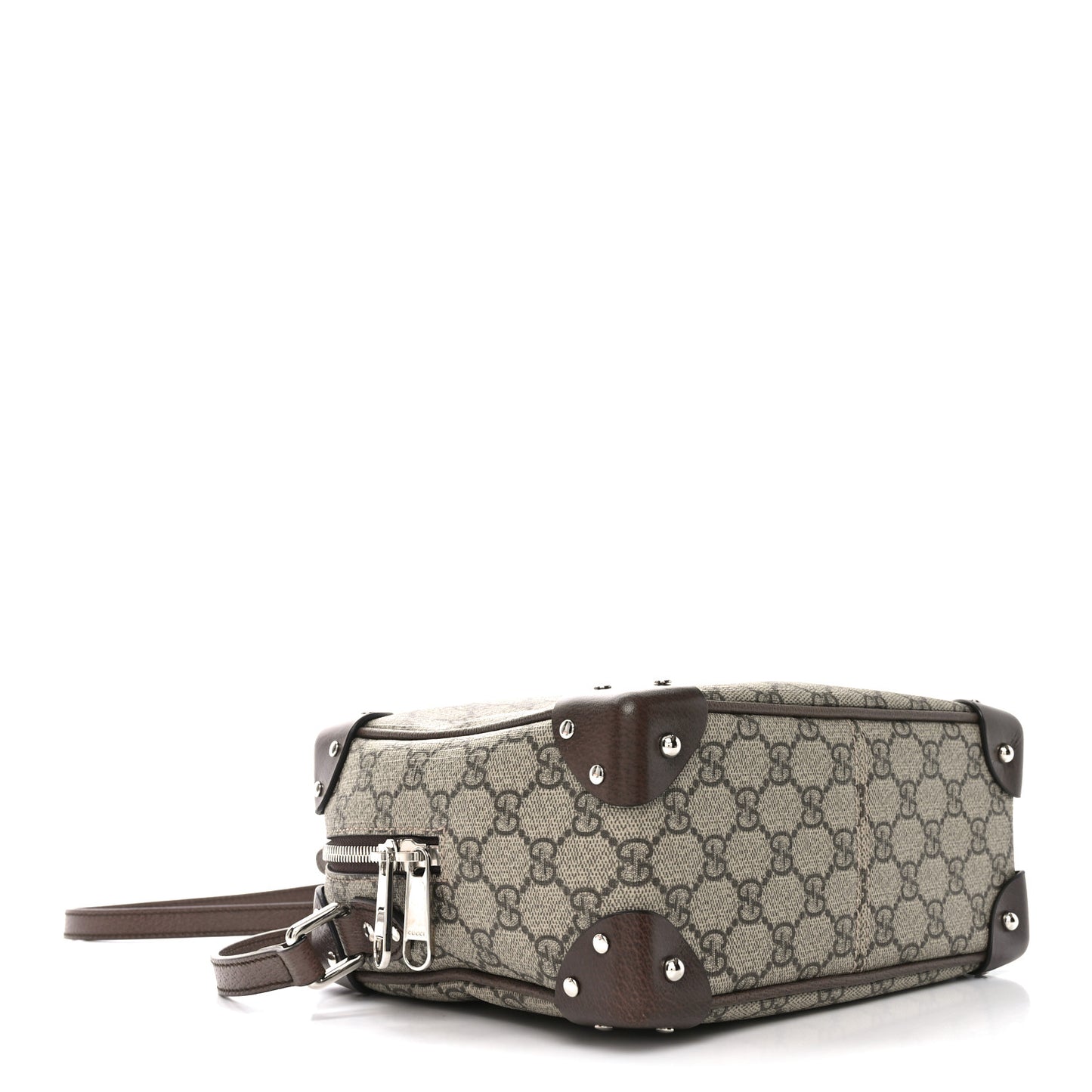 GG Supreme Monogram Textured Calfskin Square Messenger Bag Beige Ebony New Acero
