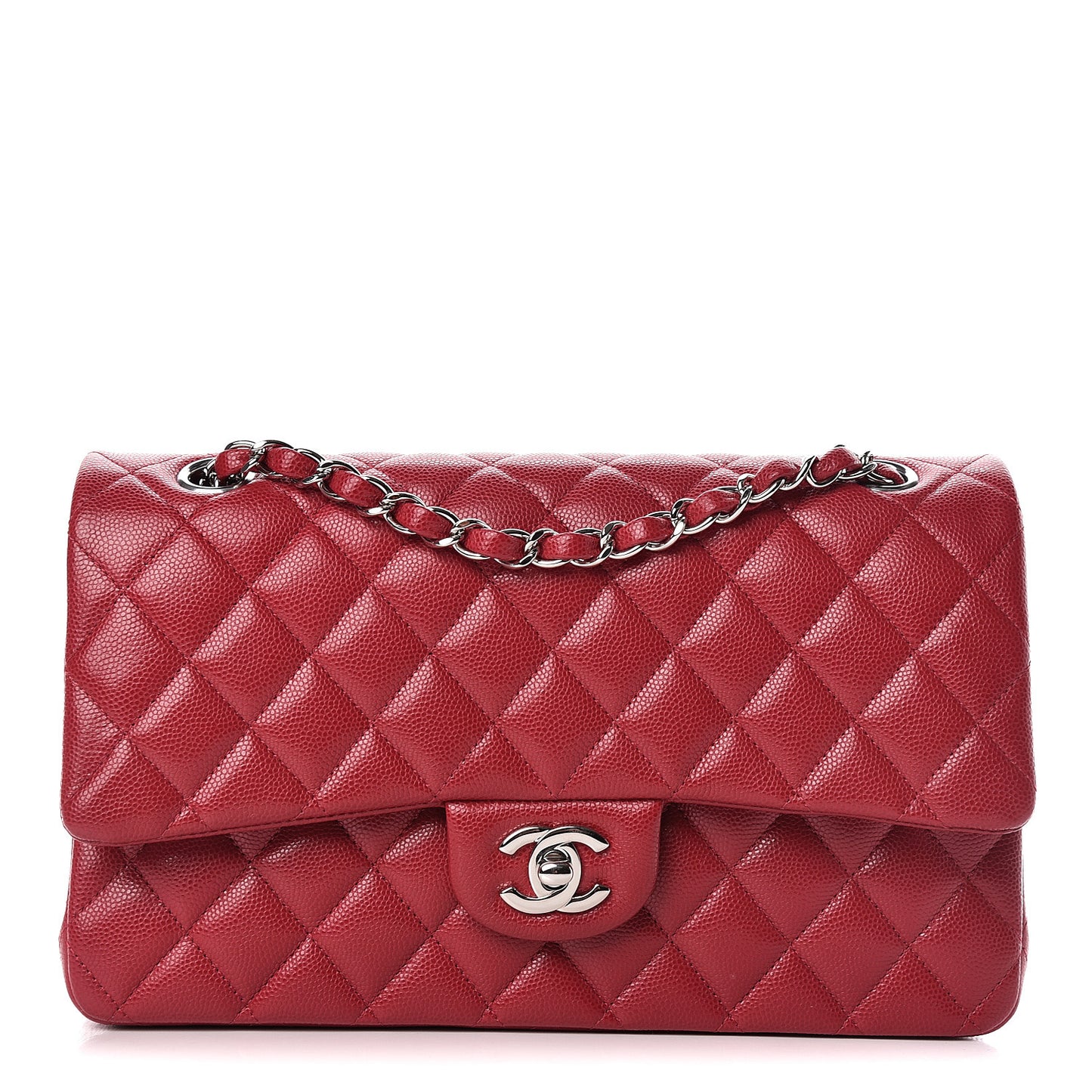 Caviar Quilted Medium Double Flap Pink