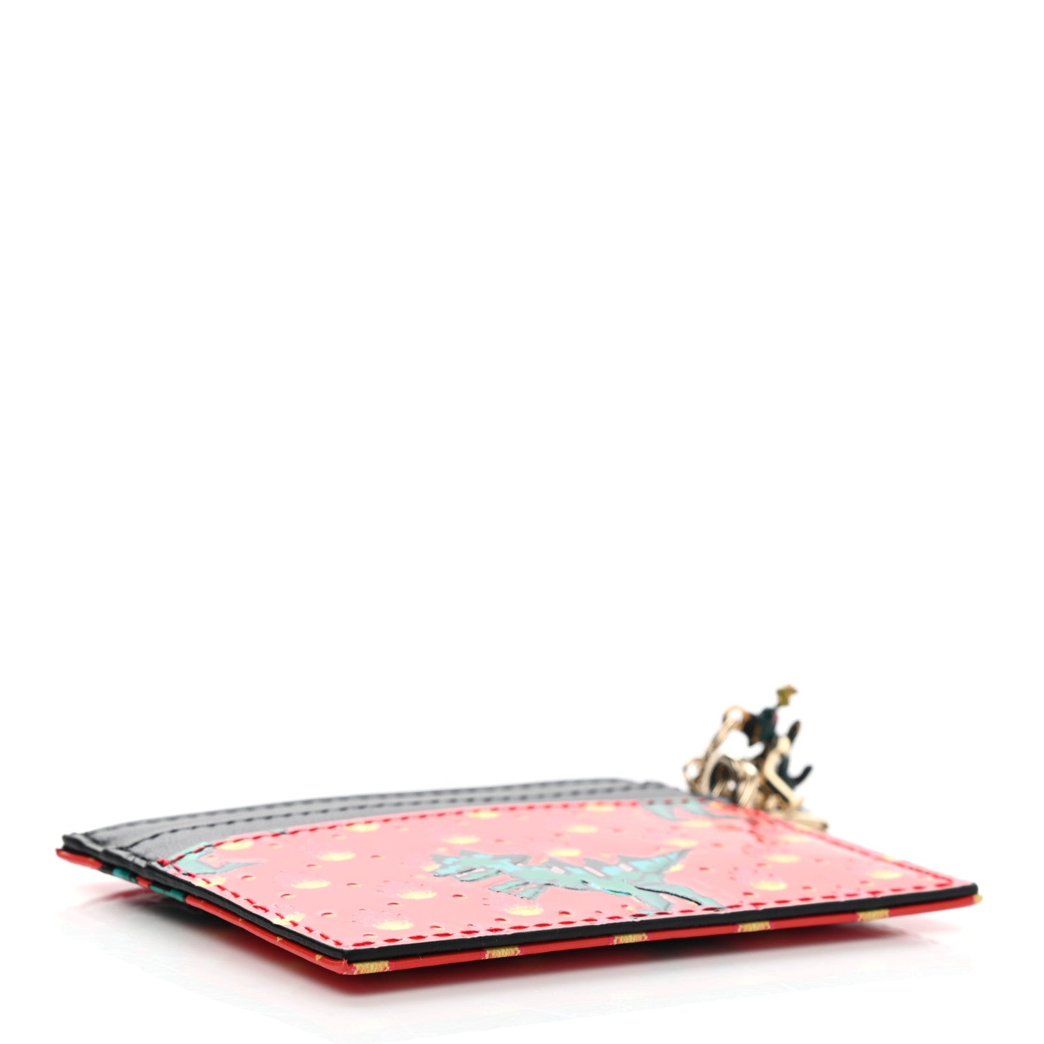 Christian Dior Calfskin Dino Print Card Holder Orange Multicolor 4 of 8