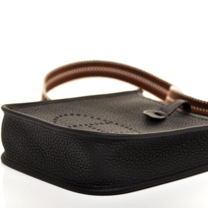 Hermes Taurillon Clemence Amazone Sangle Cavale Evelyne TPM Black Noisette 7 of 10