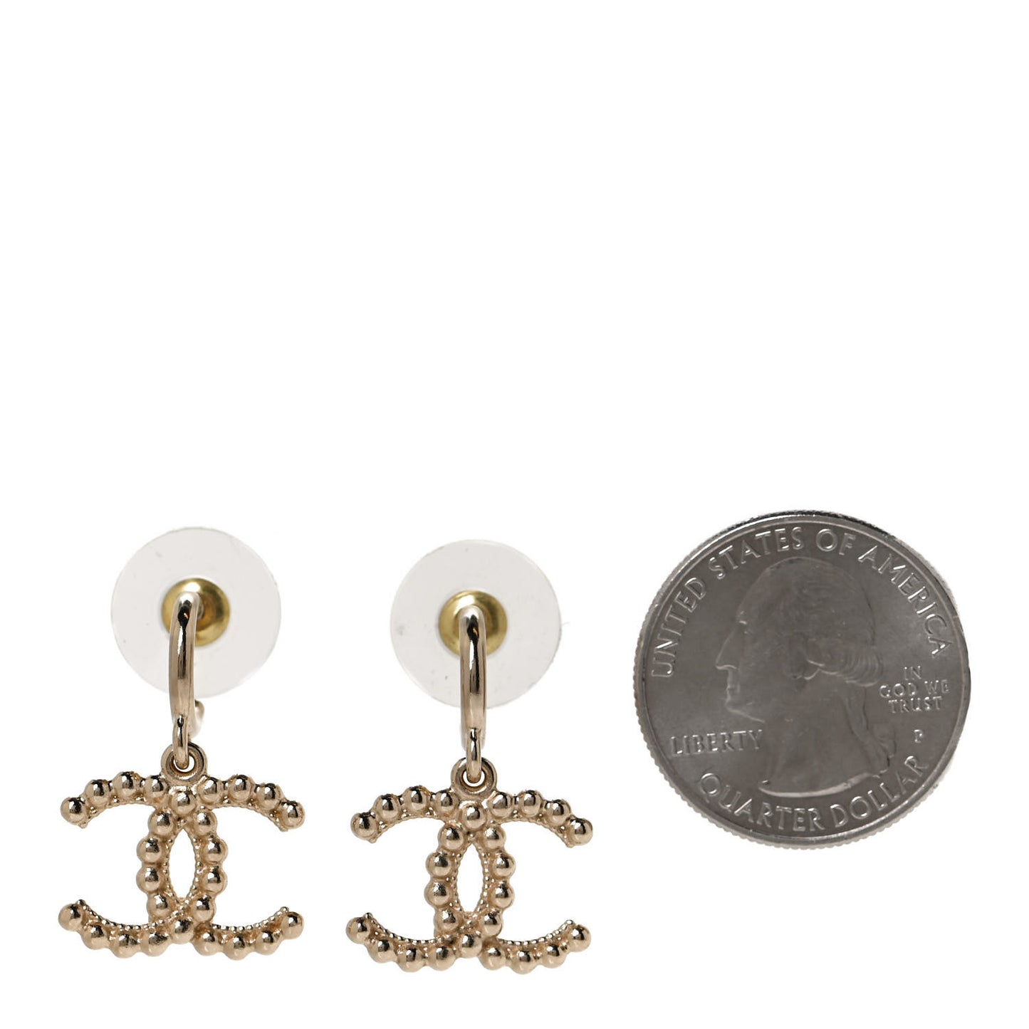 Metal Bead CC Drop Earrings Gold