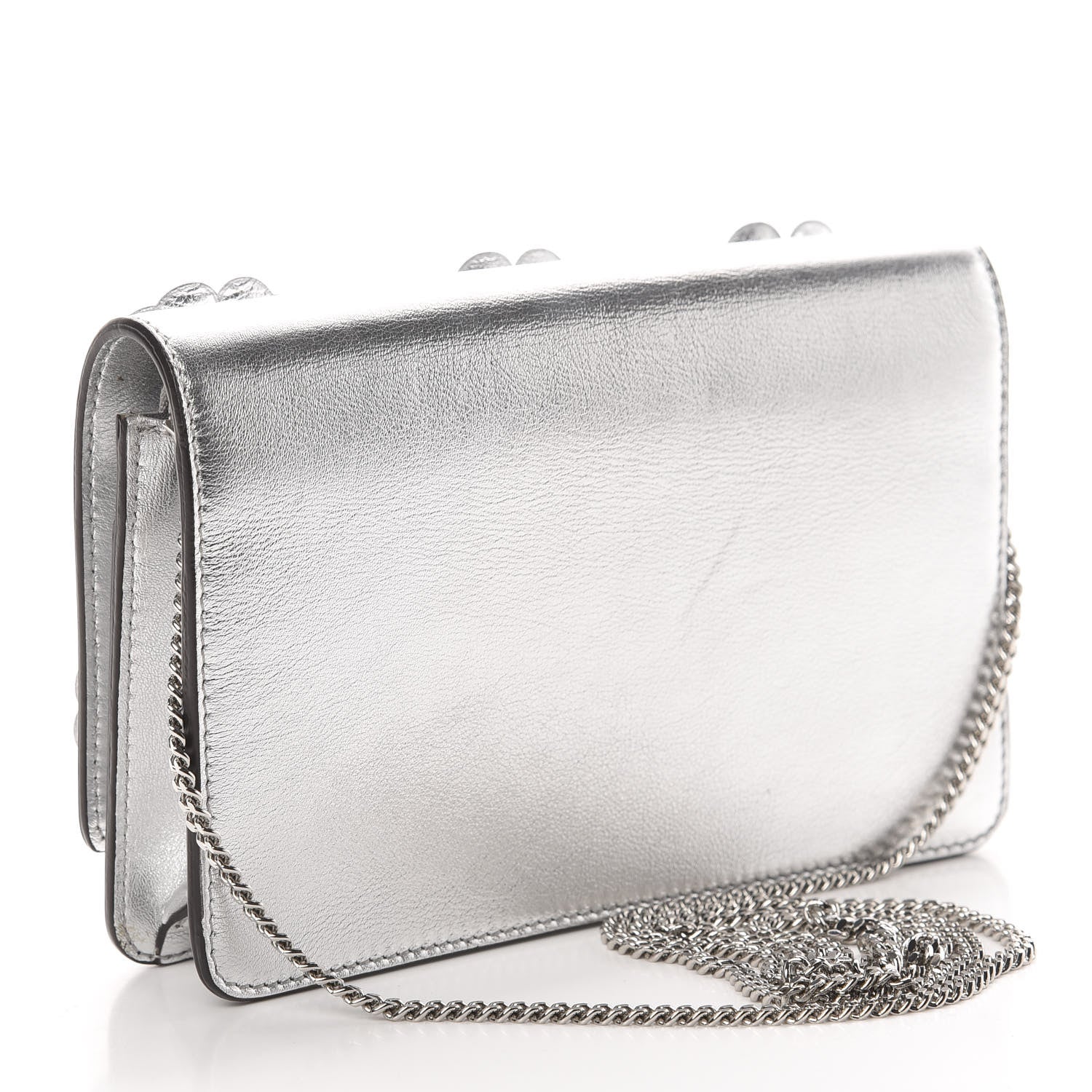 Fendi Vitello Catalan Mirror Flowerland Tube Wallet On Chain Argento 2 of 11