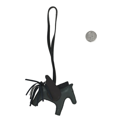 Hermes Milo Lambskin Grigri Rodeo Pegase Horse Bag Charm PM Vert Mangrove Black Bai-Brun 2 of 5