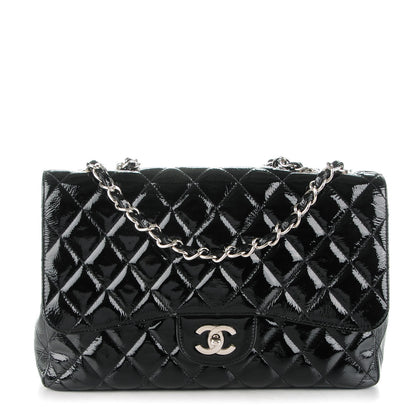 Chanel Distressed Patent Quilted Jumbo Single Flap Black 1 of 8