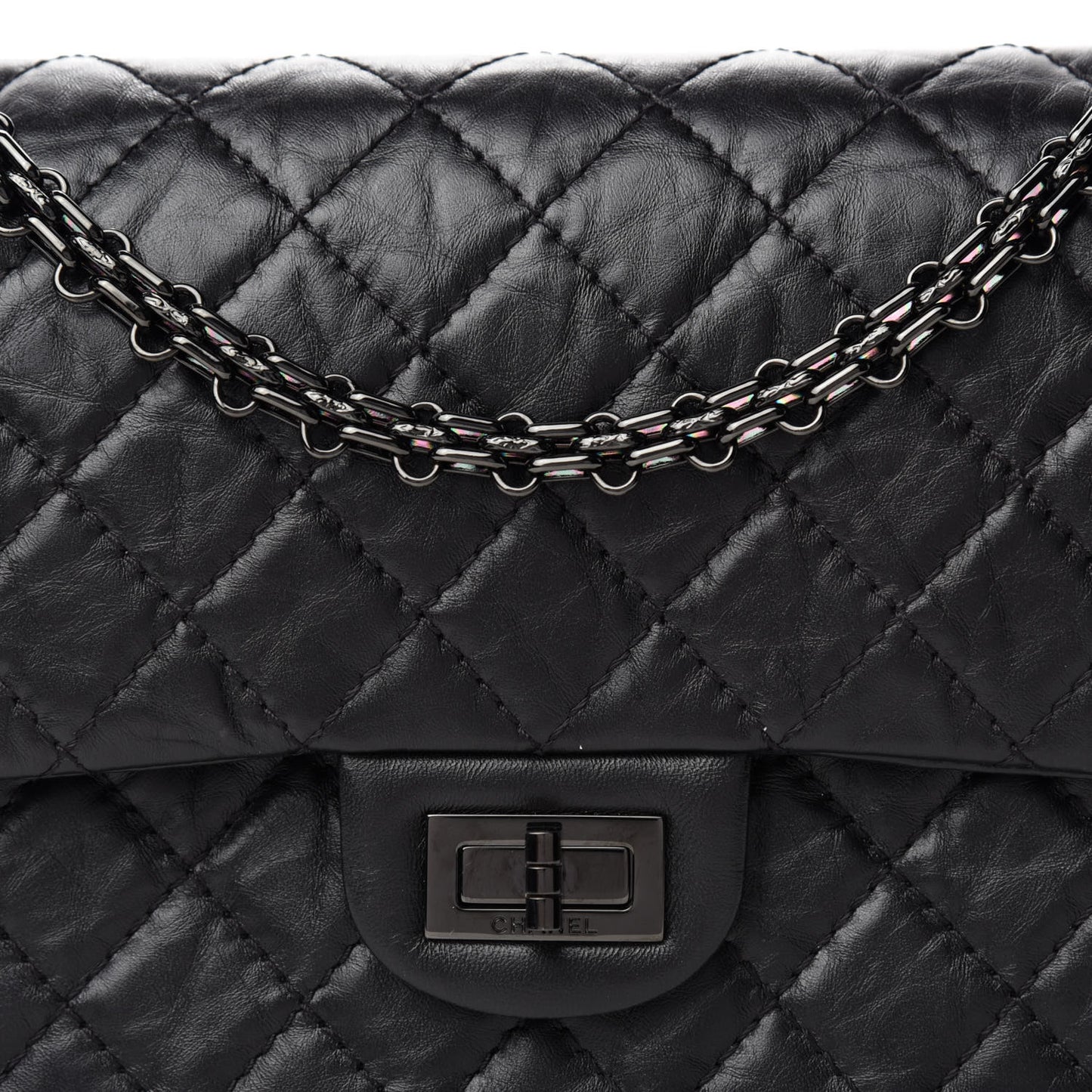 Aged Calfskin Quilted 2.55 Reissue 225 Flap So Black