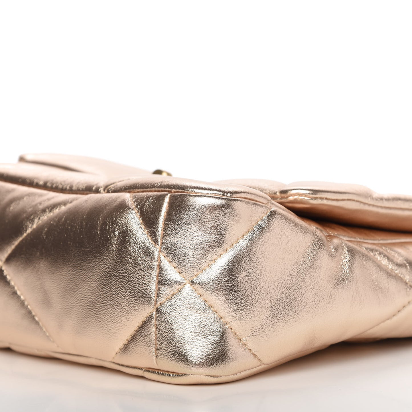 Metallic Lambskin Quilted Medium Chanel 19 Flap Gold