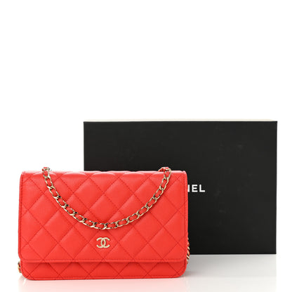 Chanel Caviar Quilted Wallet on Chain WOC Red 13 of 13