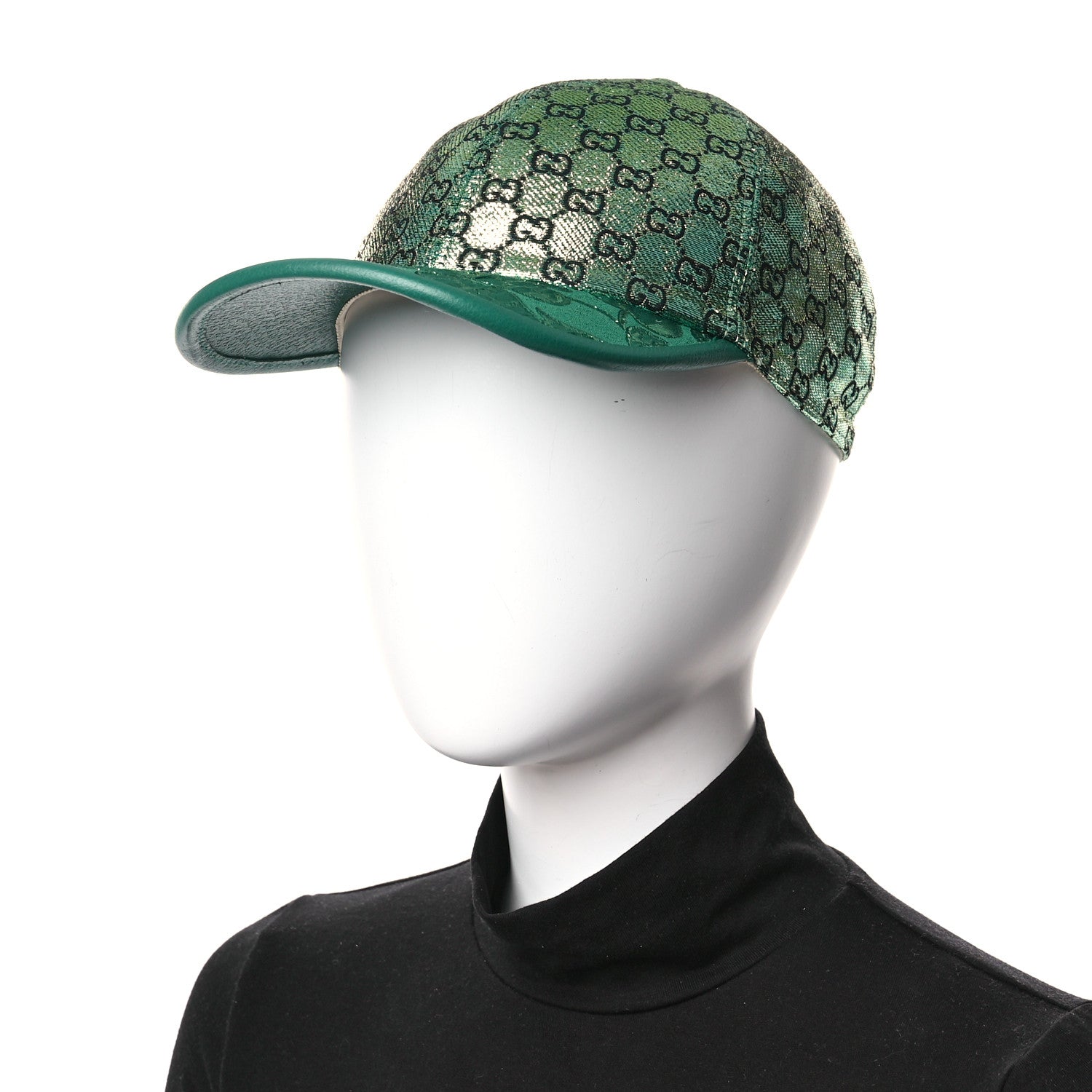 Gucci Silk Blend Jacquard Monogram Santa Barbara Baseball Hat XL Green Black Radiant 2 of 11