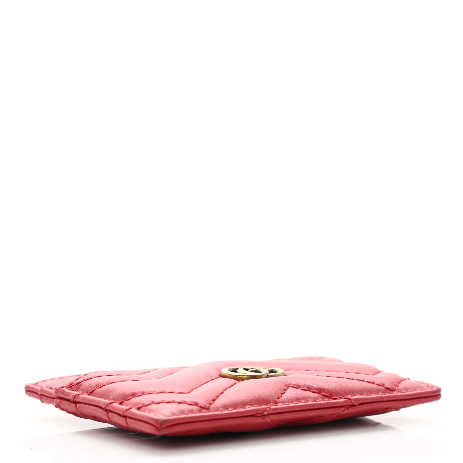 Gucci Calfskin Matelasse GG Marmont Card Holder Hibiscus Red 4 of 6