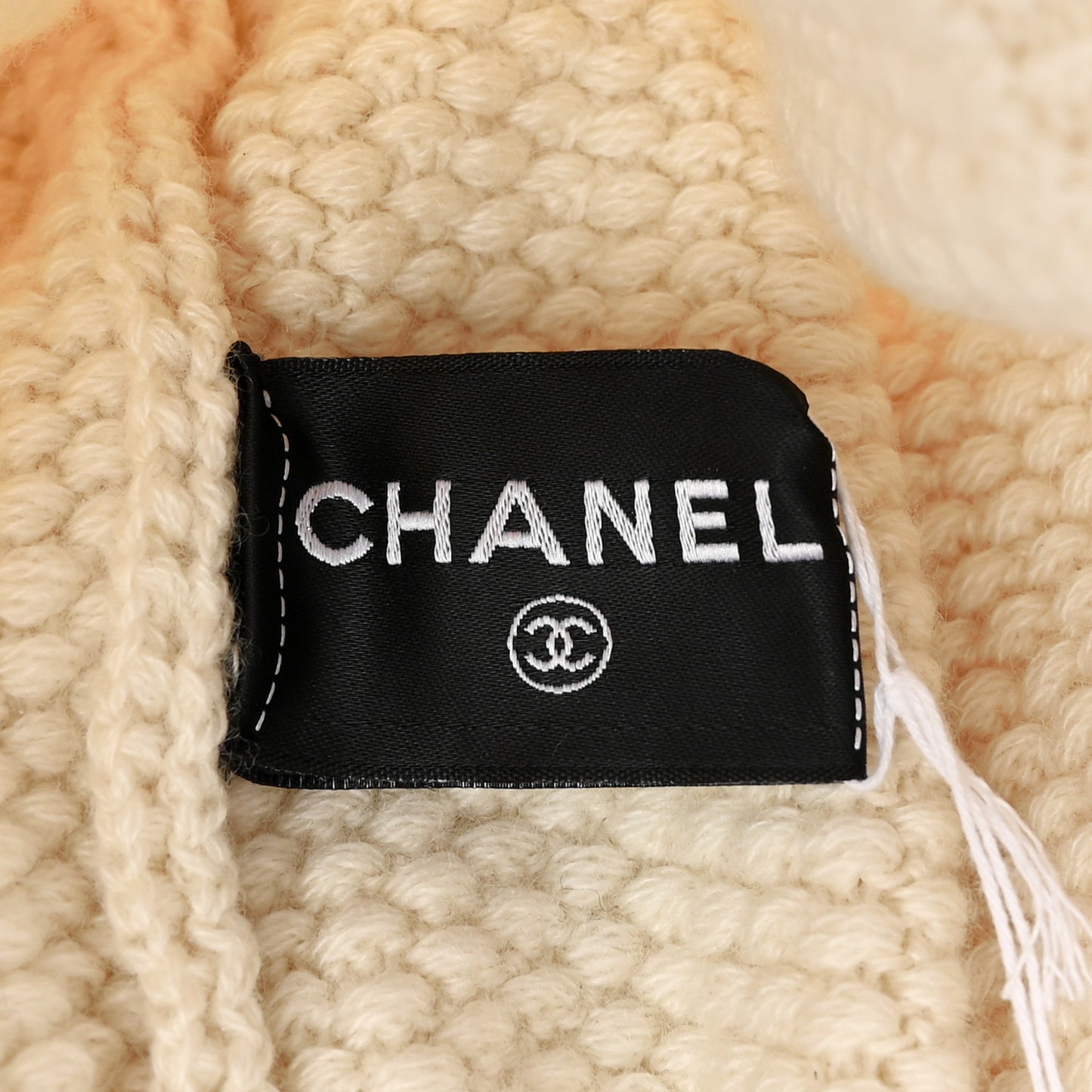 Wool Cashmere CC Beanie Hat Ivory Black