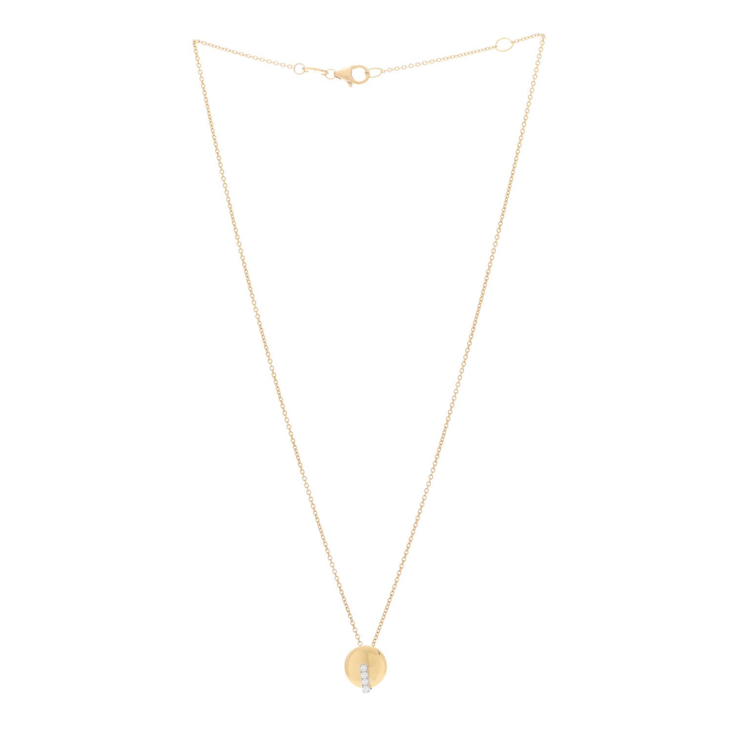18K Yellow Gold White Gold Diamond Disc Pendant Necklace