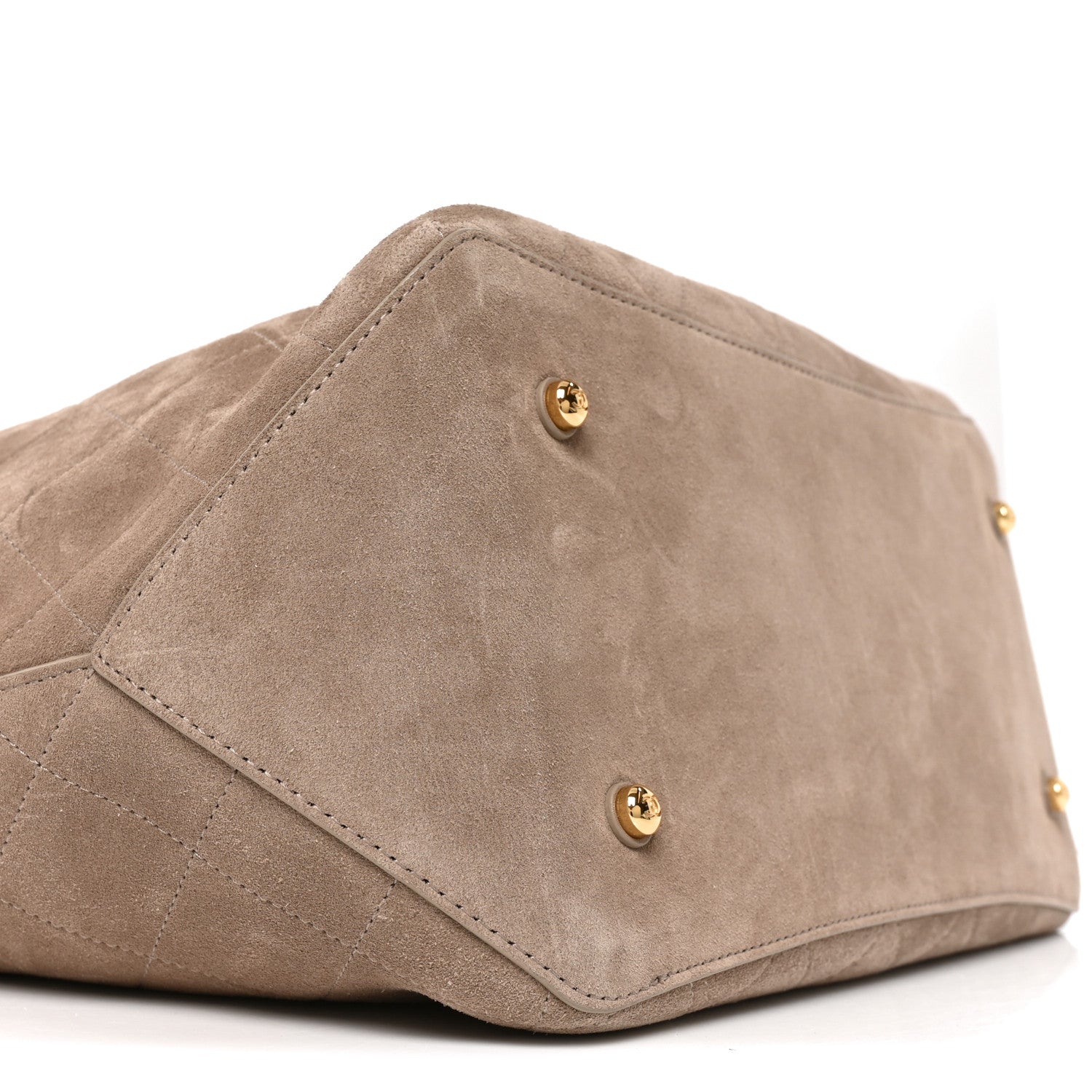 Chanel Suede CC Large Bucket Bag Grey 9 of 10