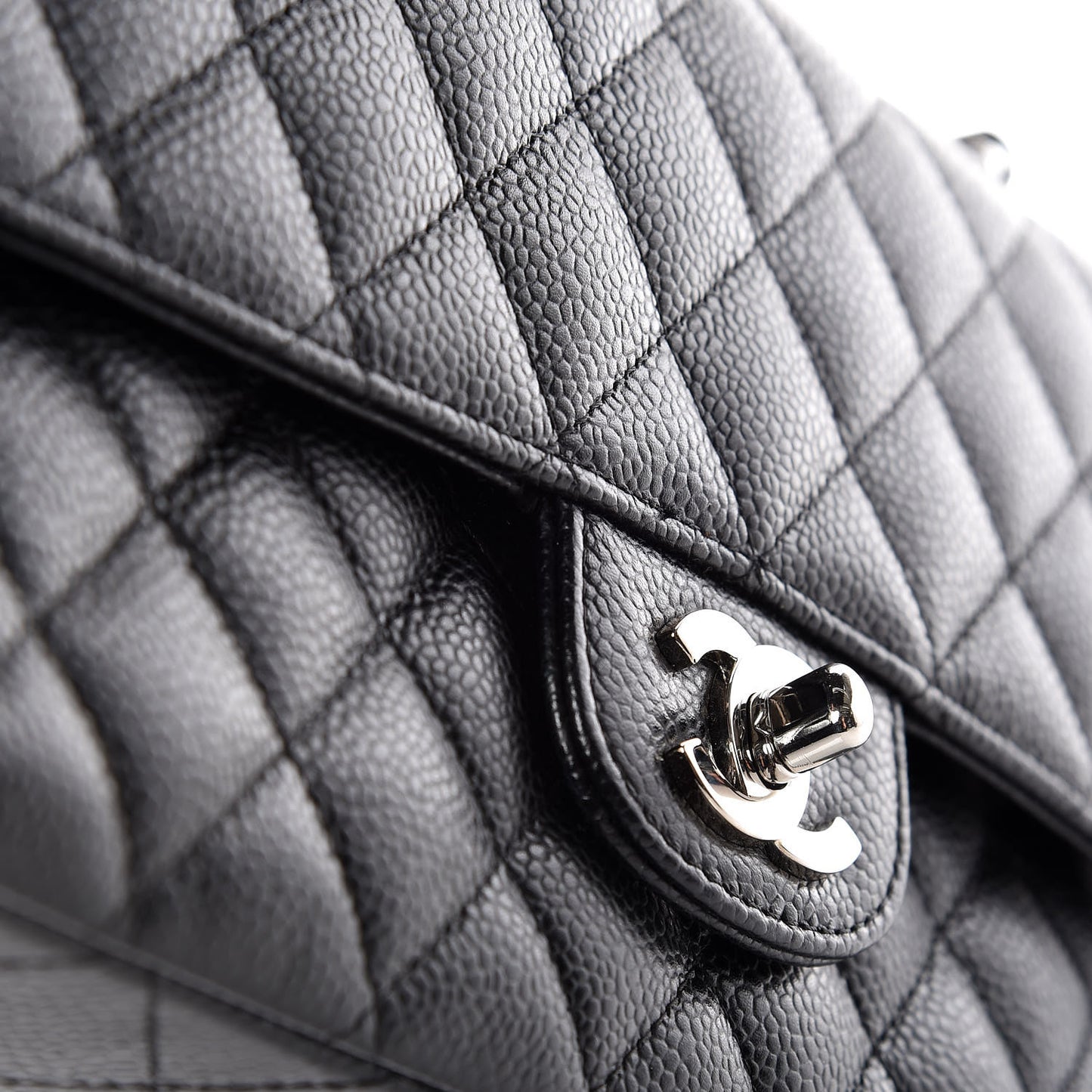 Caviar Quilted Medium Double Flap Black