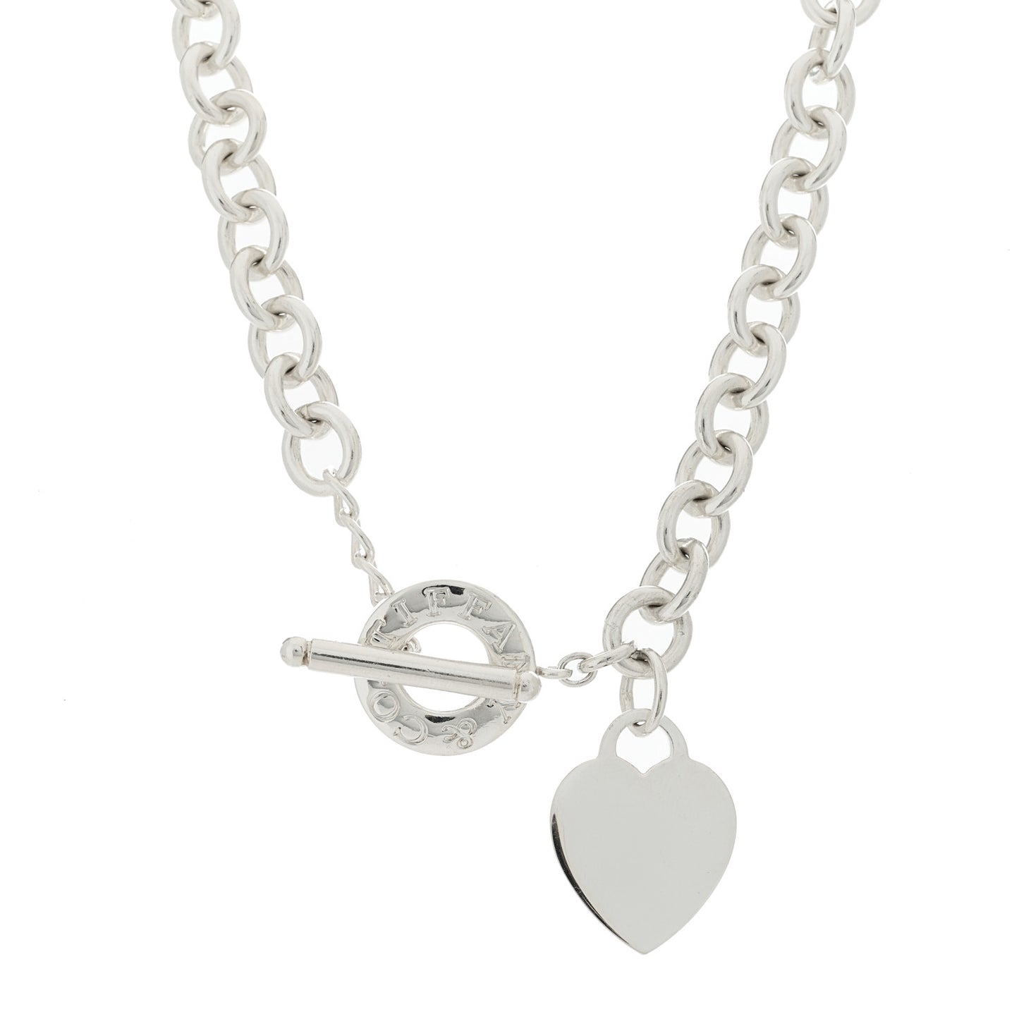 Sterling Silver Heart Tag Toggle Necklace