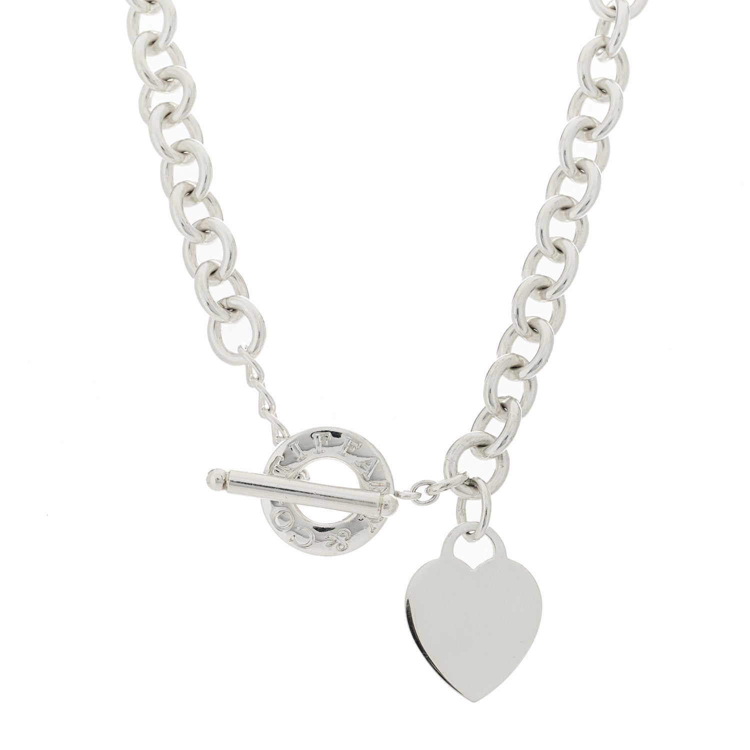 Tiffany Sterling Silver Heart Tag Toggle Necklace 1 of 4