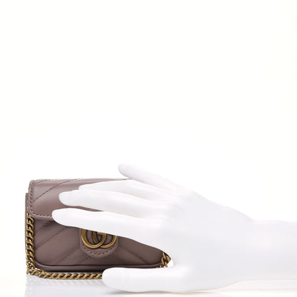 Gucci Calfskin Matelasse Heart GG Marmont 2.0 Coin Purse On A Chain Porcelain Rose 2 of 4
