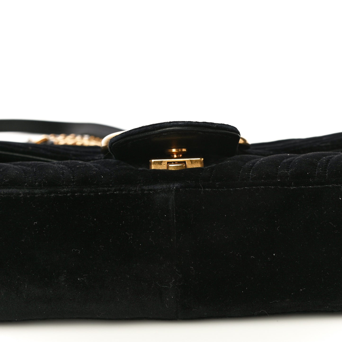 Velvet Matelasse Medium GG Marmont Shoulder Bag Black