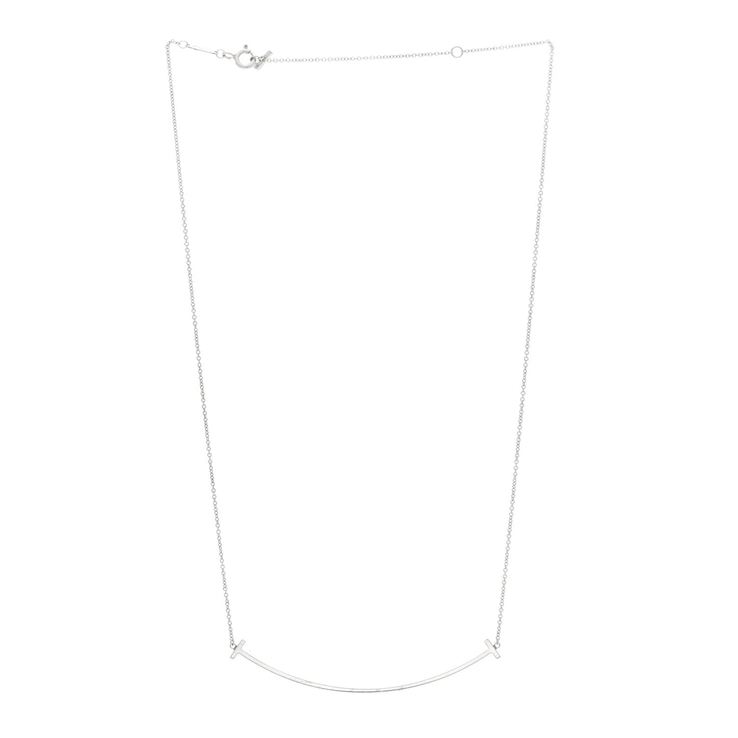 Sterling Silver Large T Smile Pendant Necklace