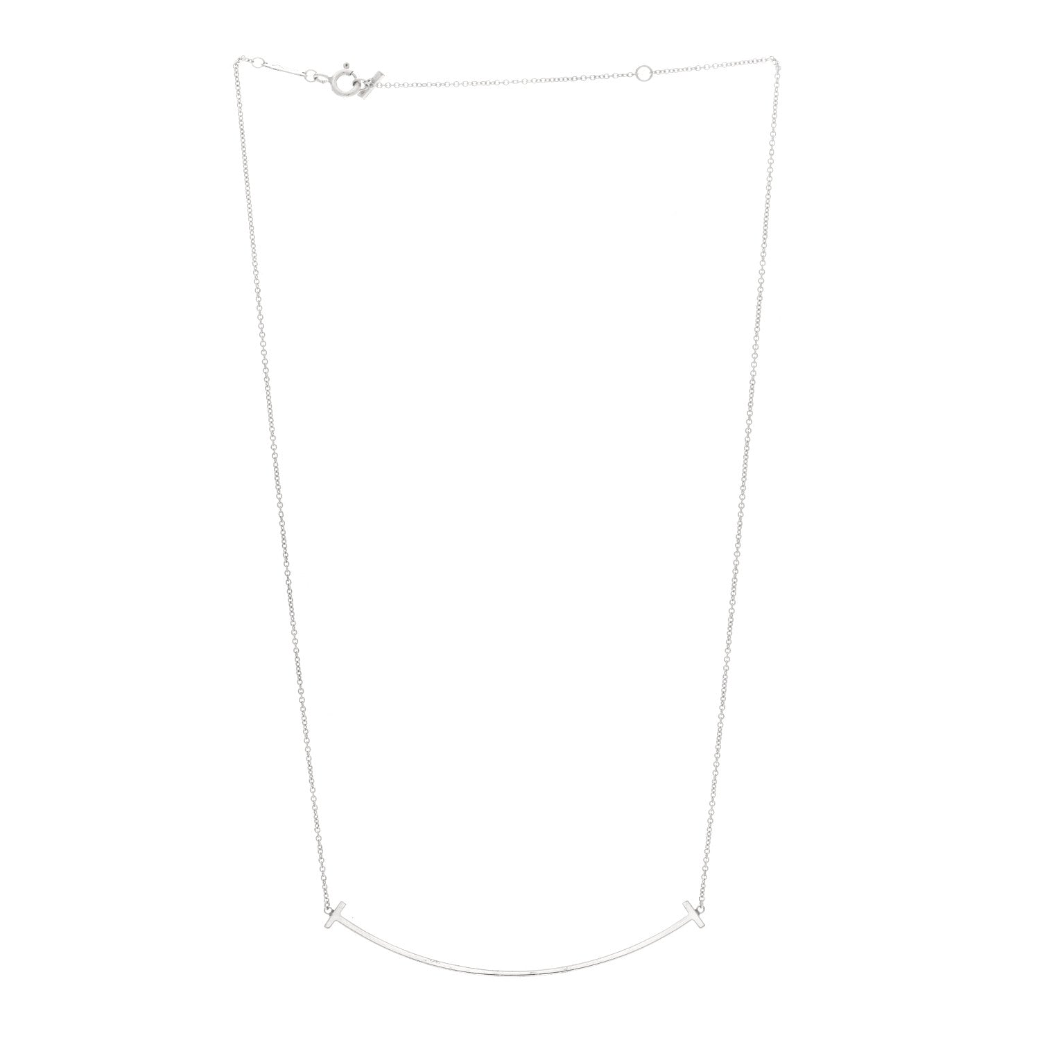 Tiffany Sterling Silver Large T Smile Pendant Necklace 3 of 4