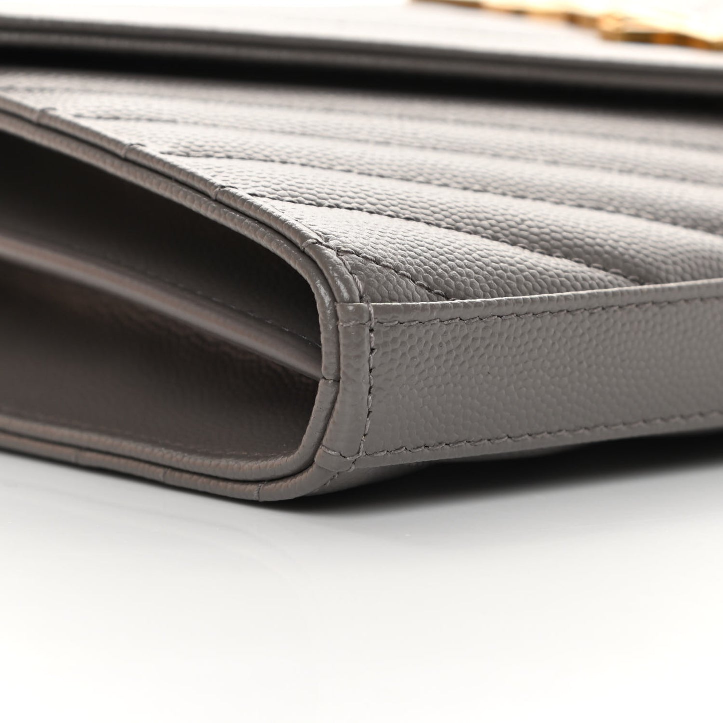 Grain De Poudre Matelasse Chevron Monogram Chain Wallet Fog