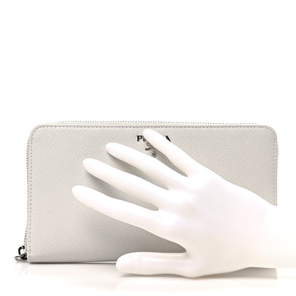 Prada Saffiano Metal Zip Around Wallet Talco 2 of 7